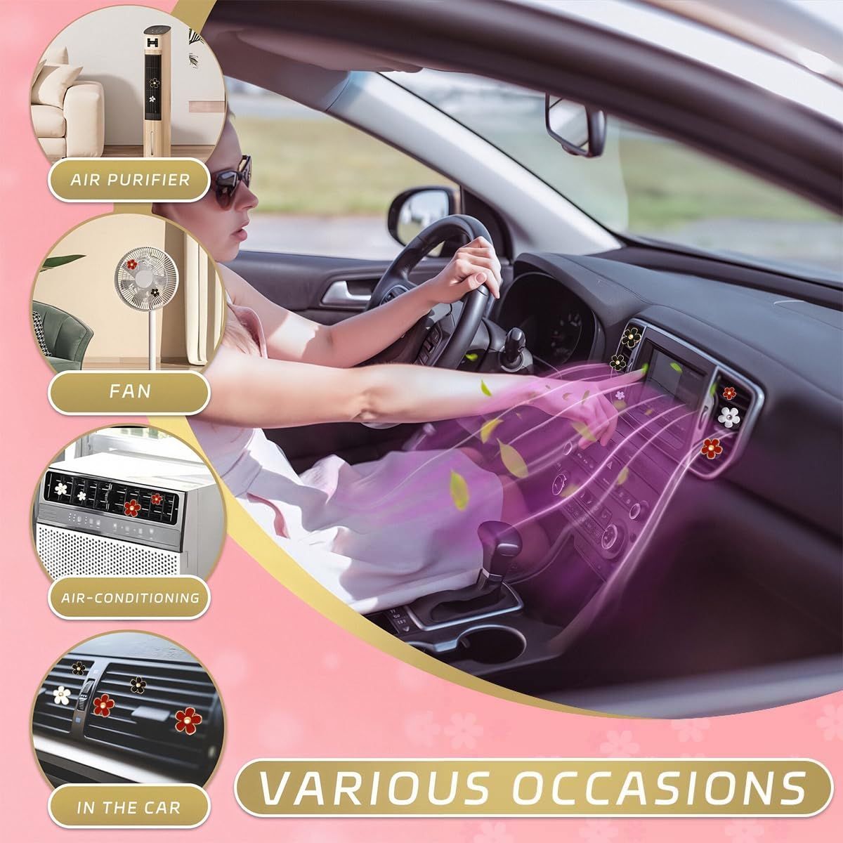 6 Pack Colorful Daisy Flower Car Air Vent Clips Car Air Outlet Freshener Clip view 6