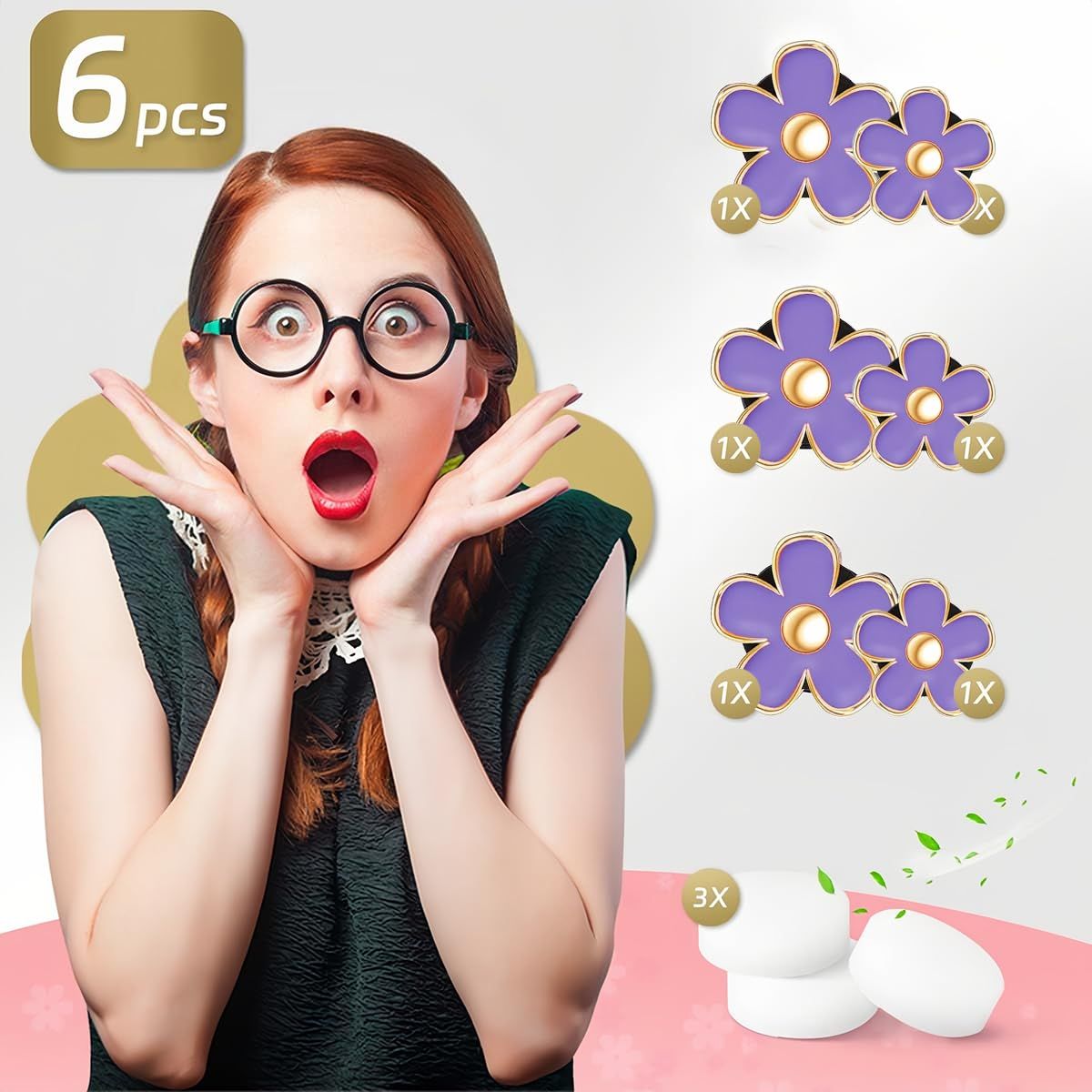 6 Pack Colorful Daisy Flower Car Air Vent Clips Car Air Outlet Freshener Clip view 3