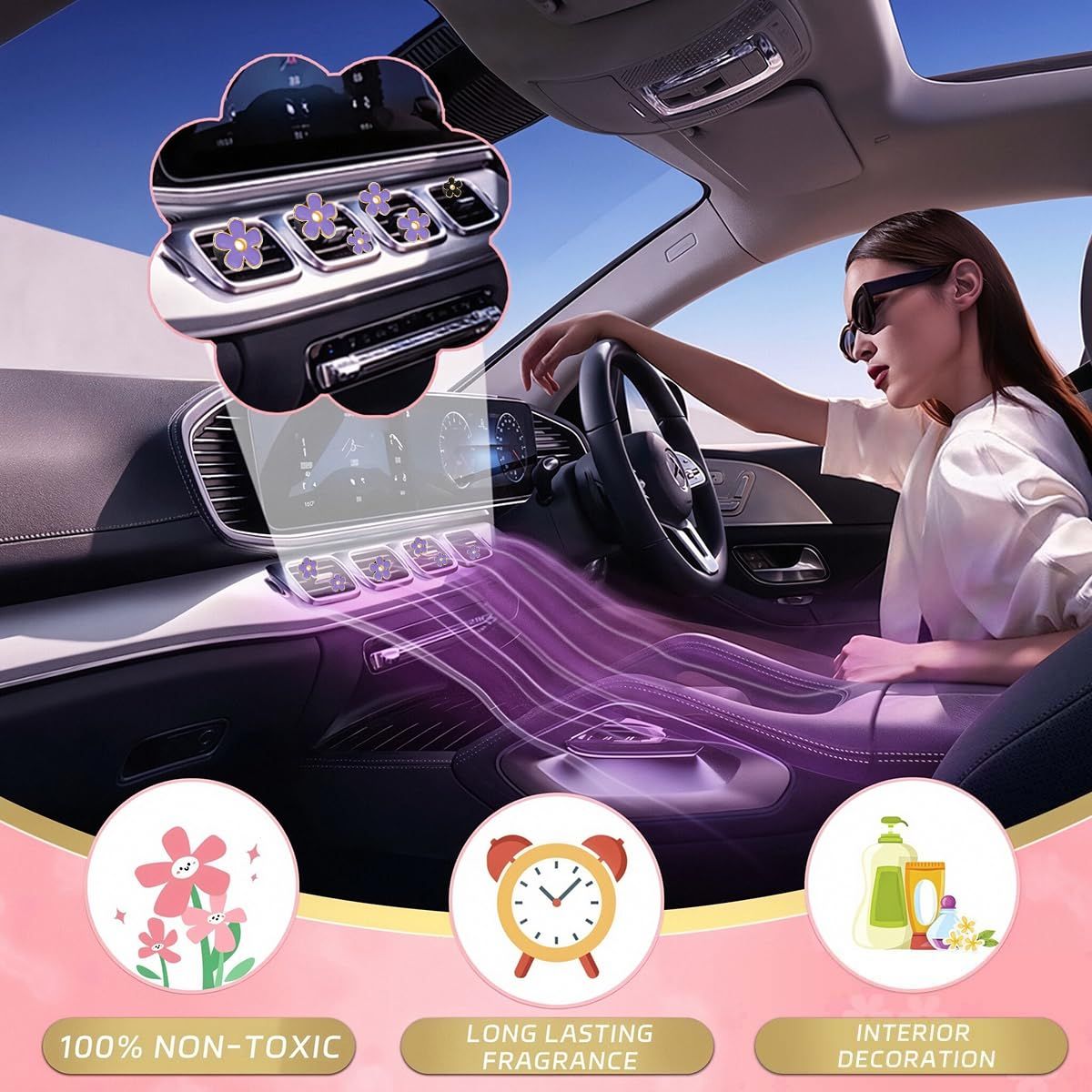 6 Pack Colorful Daisy Flower Car Air Vent Clips Car Air Outlet Freshener Clip view 4