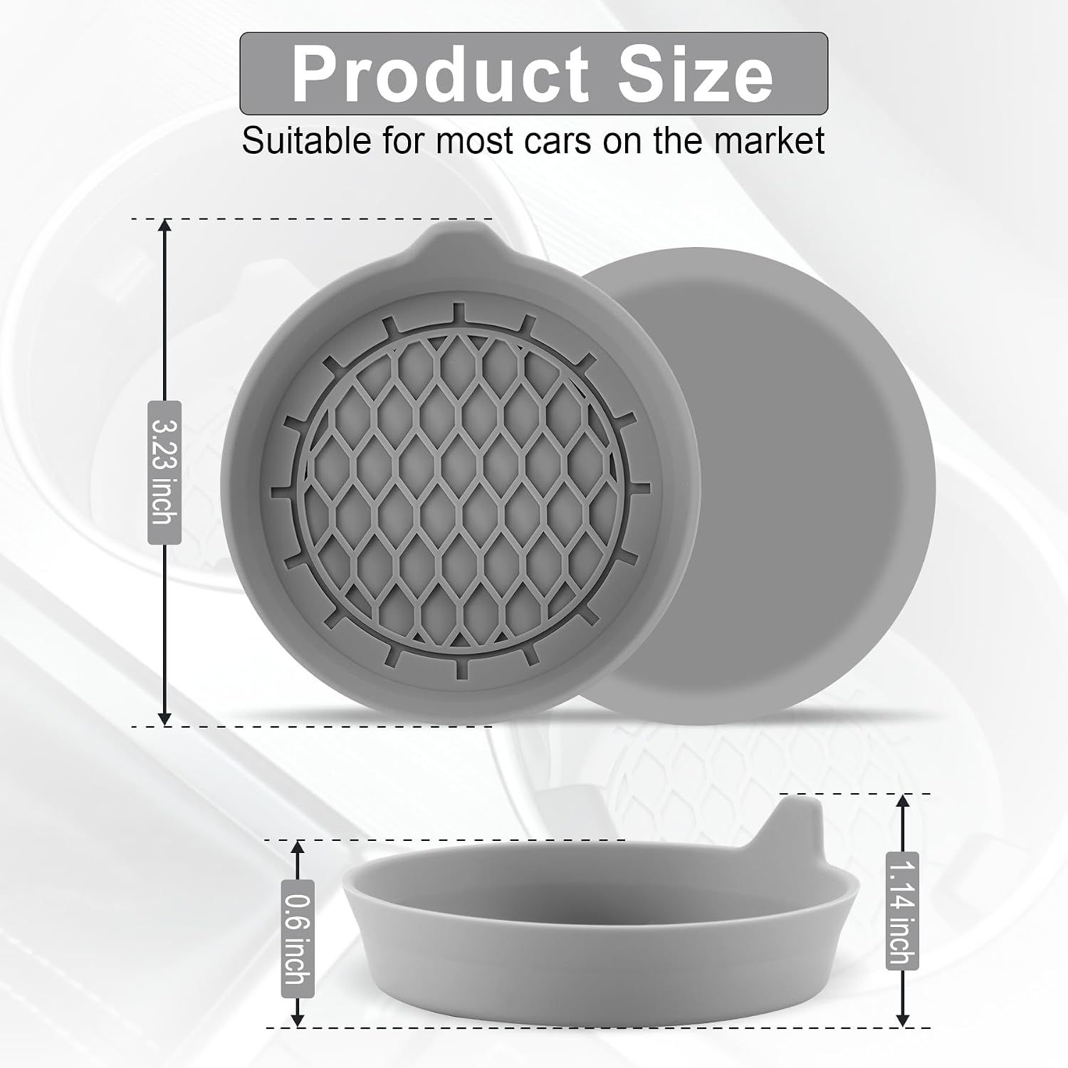 Car Cup Holder Coaster, Silicone Cup Holder Insert, Universal Anti-Slip Cup view 2