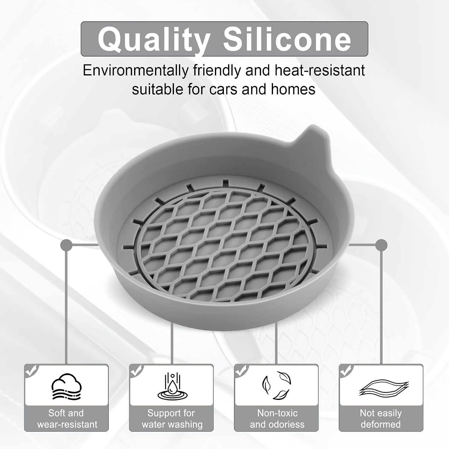 Car Cup Holder Coaster, Silicone Cup Holder Insert, Universal Anti-Slip Cup view 4