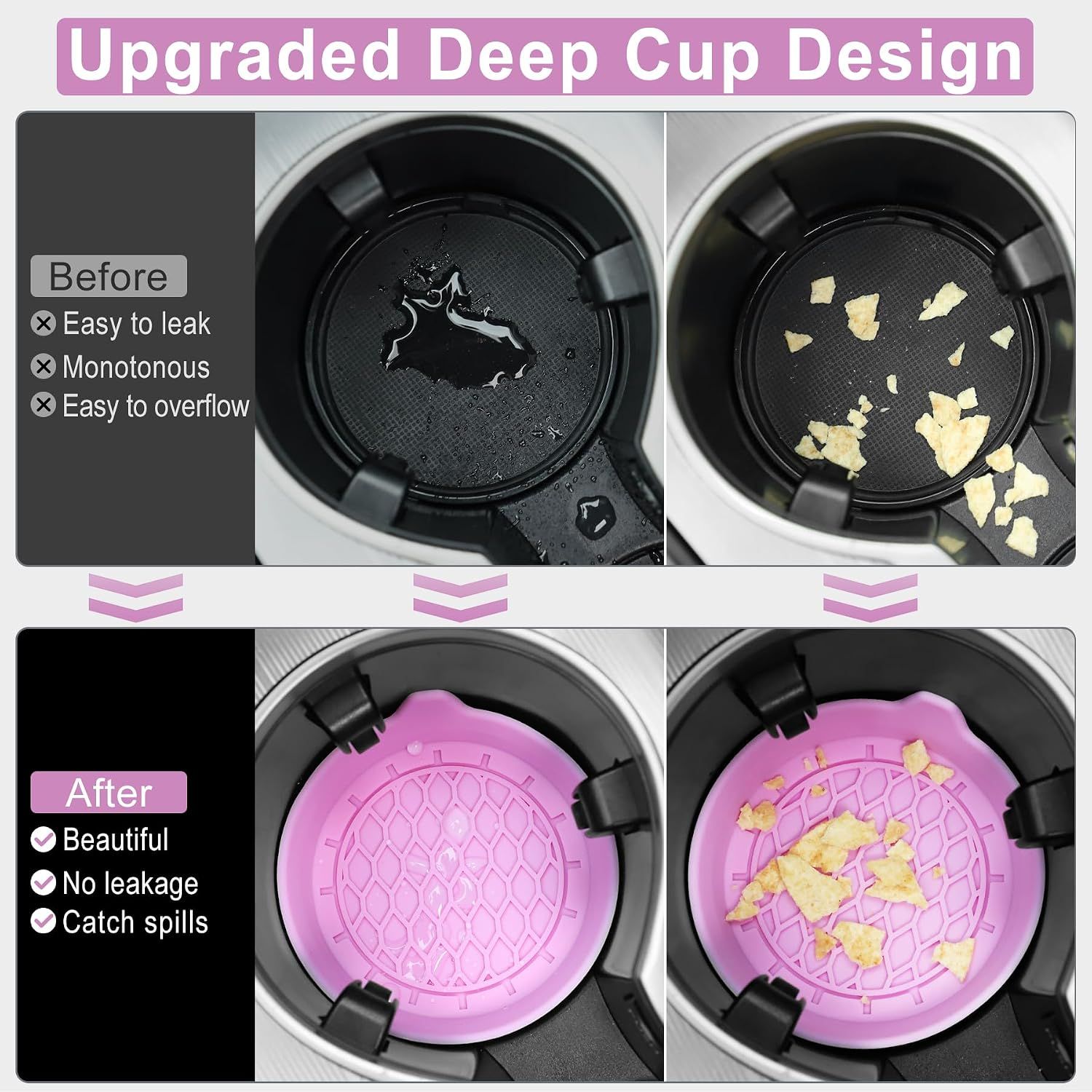 Car Cup Holder Coaster, Silicone Cup Holder Insert, Universal Non-Slip Cup view 6