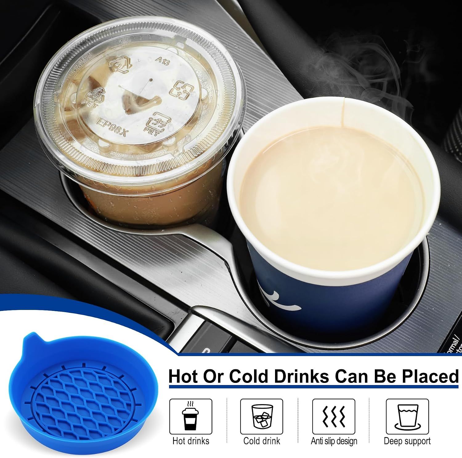 Car Cup Holder Coaster, Silicone Cup Holder Insert, Universal Non-Slip Cup view 5