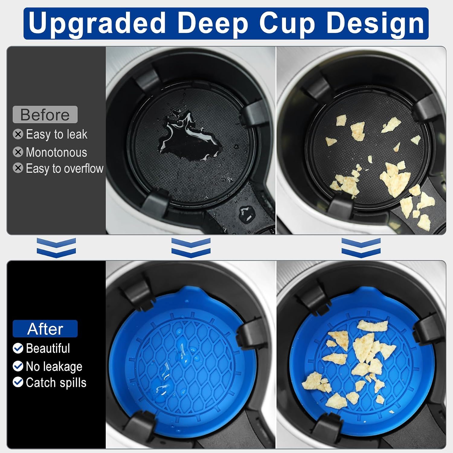 Car Cup Holder Coaster, Silicone Cup Holder Insert, Universal Non-Slip Cup view 6