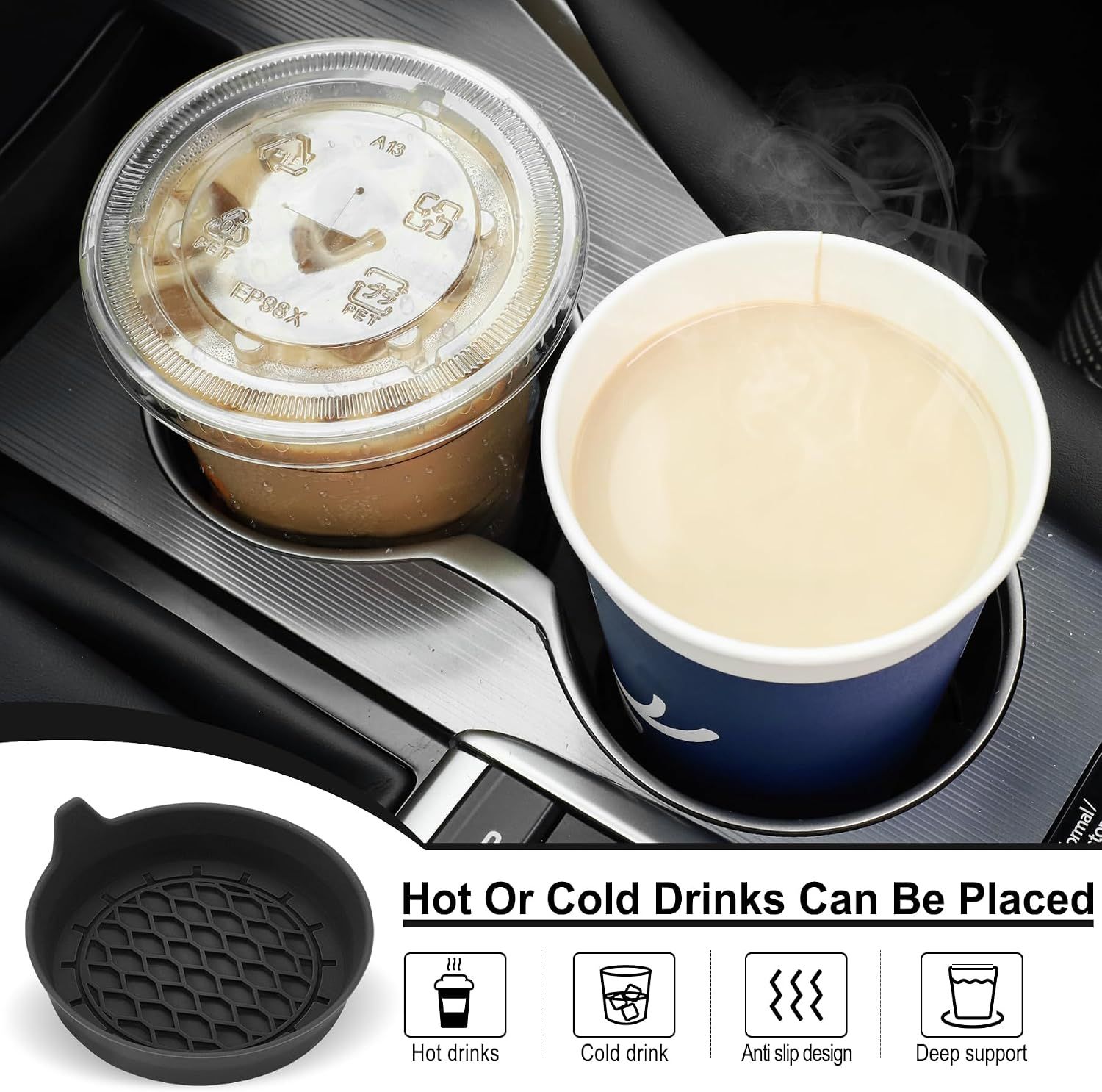 Car Cup Holder Coaster, Silicone Cup Holder Insert, Universal Non-Slip Cup view 4