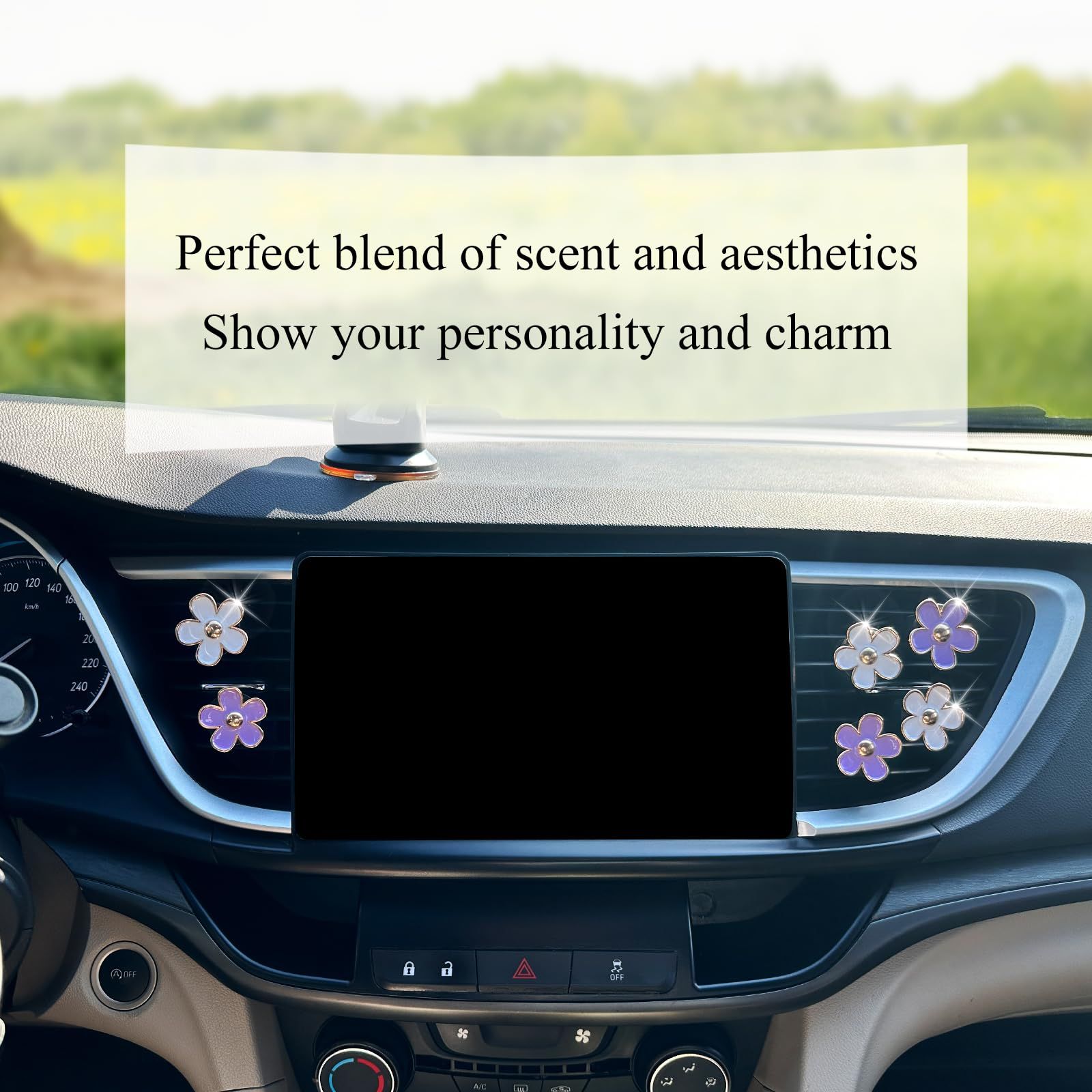 6pcs Flowers Car Air Freshener Vent Clips Purple White Daisy Air Vent Clip Car view 4