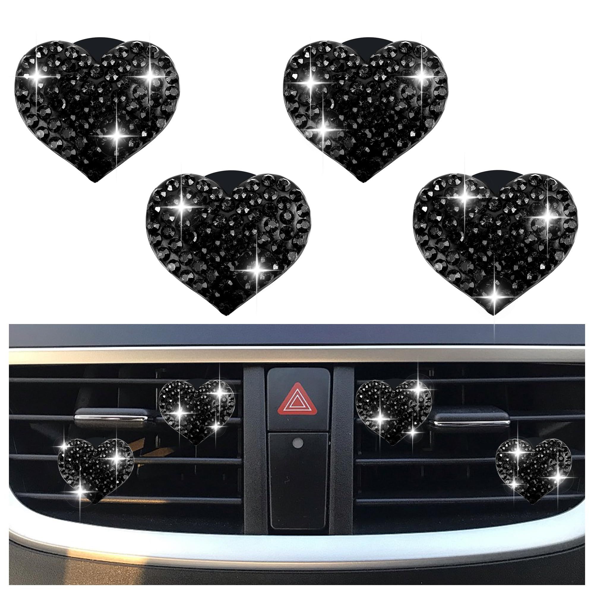 4PCS Heart-Shaped Car Vent Clips with Rhinestone — image 1