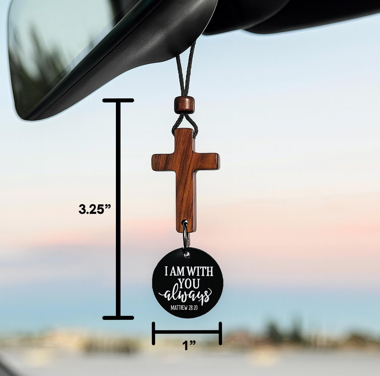 Daily Bible Verse Rearview Mirror Cross Ornament – Daily Scripture Car Hanging view 2