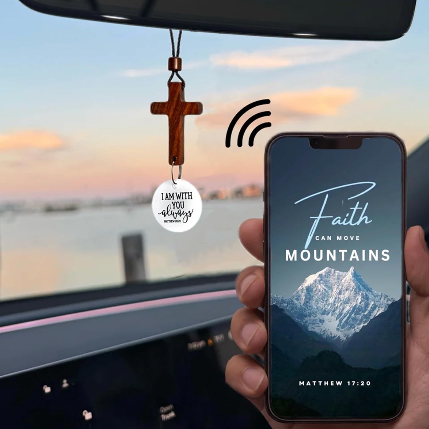 Daily Bible Verse Rearview Mirror Cross Ornament – Daily Scripture Car Hanging view 4