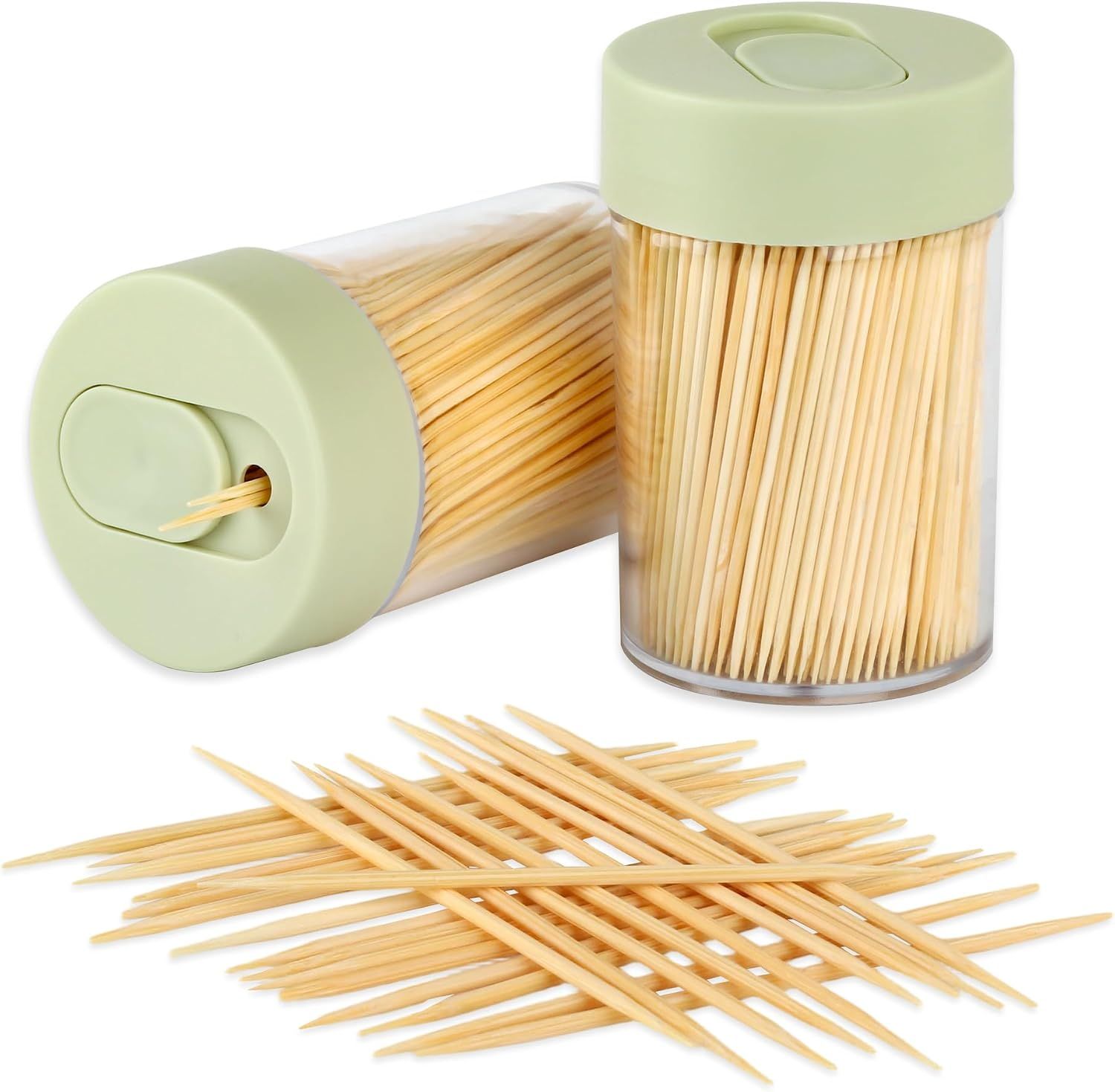 2PS Toothpick Holder with 1000 Count Bamboo Toothpicks for Teeth Cleaning — image 1