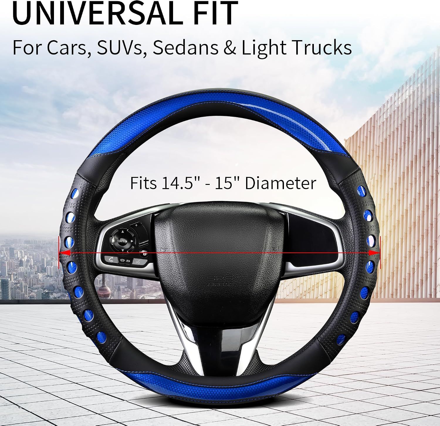 PU Leather Car Steering Wheel Cover with Non-Slip Grip view 3
