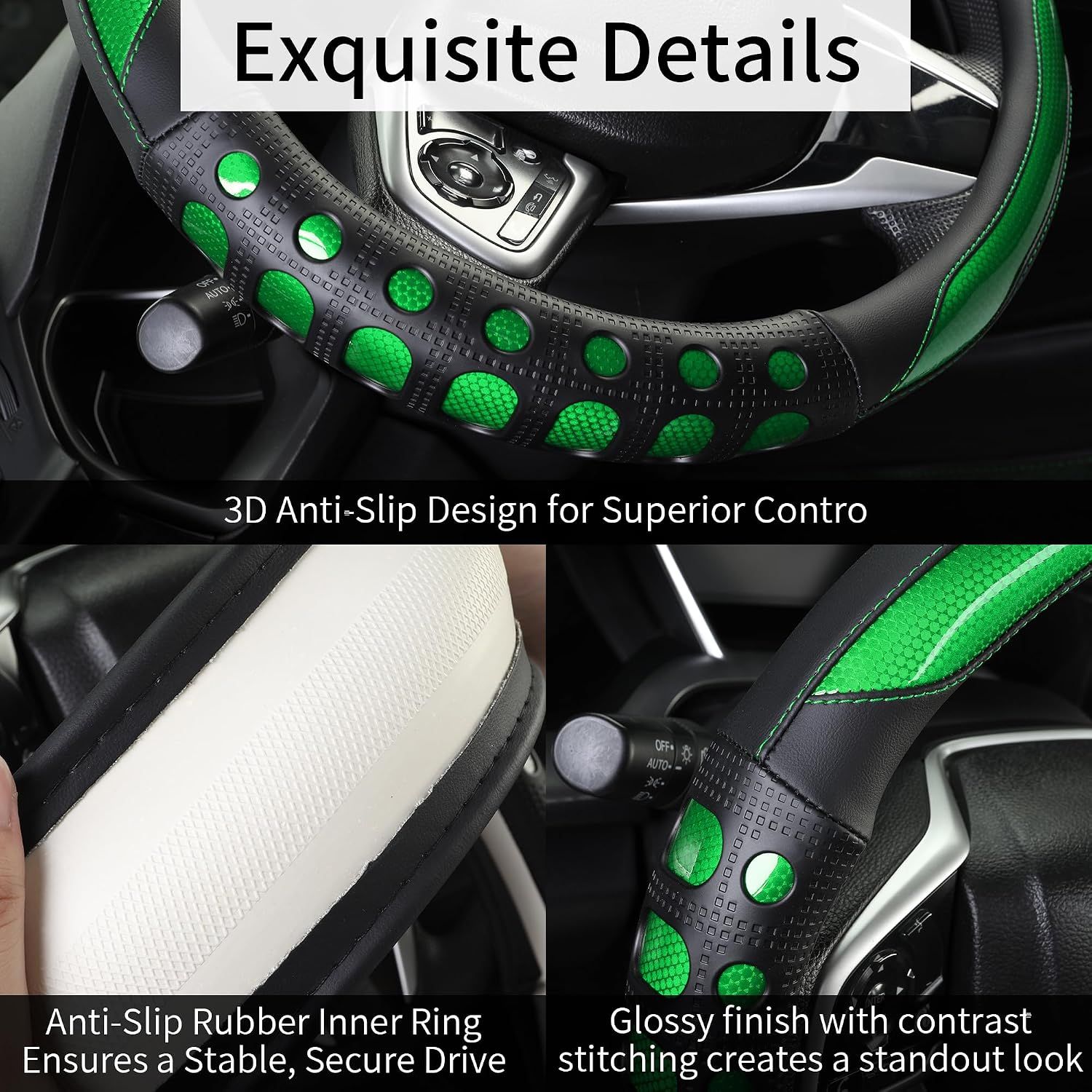 PU Leather Car Steering Wheel Sleeve with Non-Slip Grip view 4