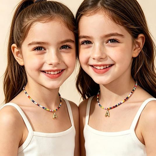 Colorful Initial Necklaces Graduation Gifts for Girls Kids Teens view 2