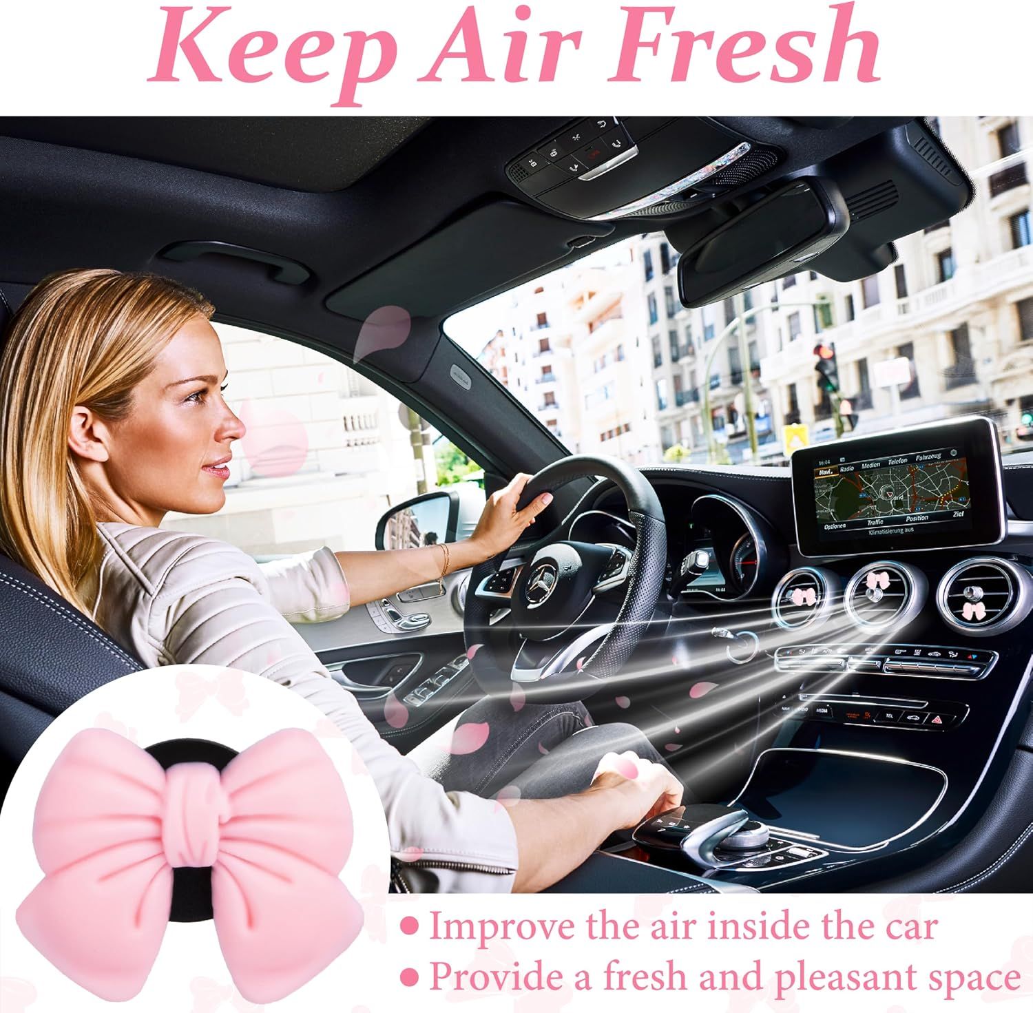 6pcs Pink Bow Car Vent Clamp view 6