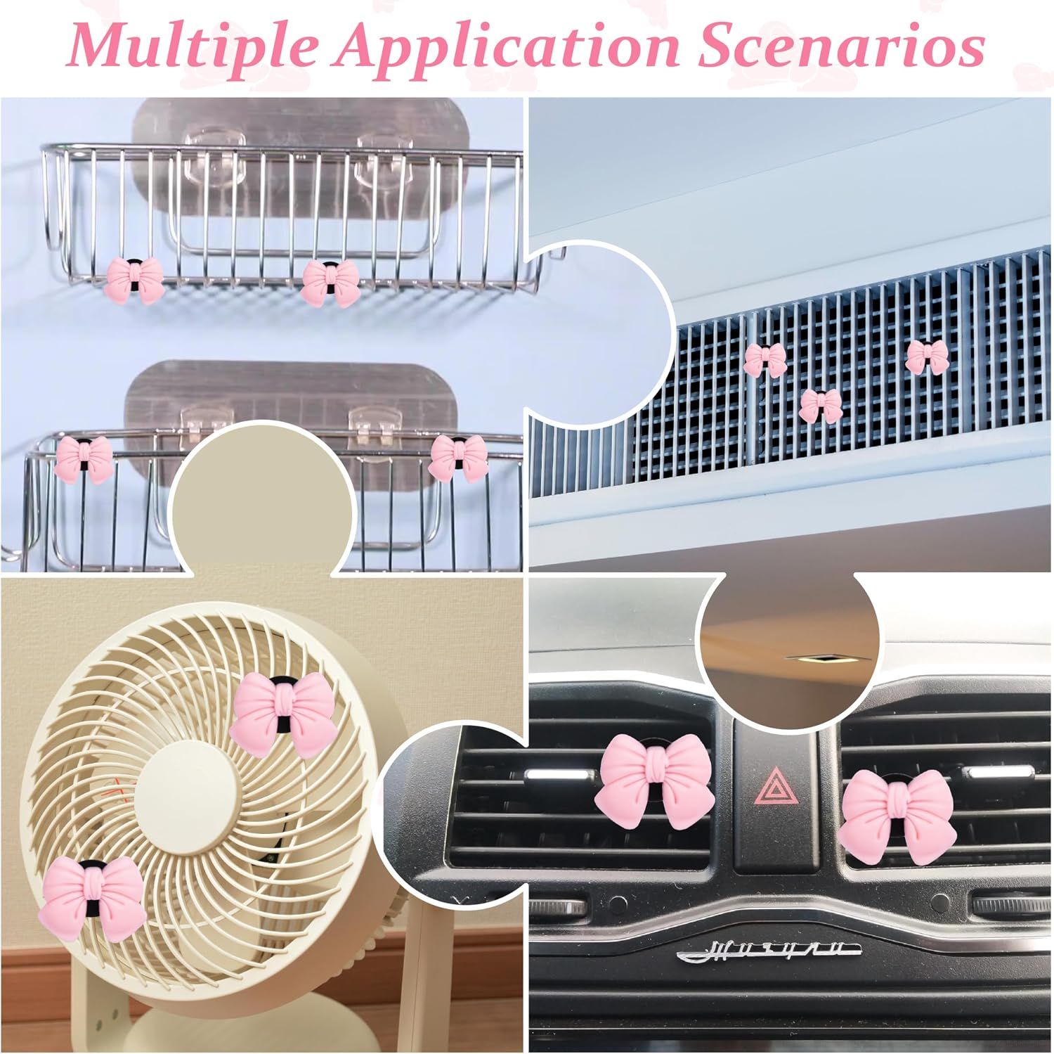 6pcs Pink Bow Car Vent Clamp view 7