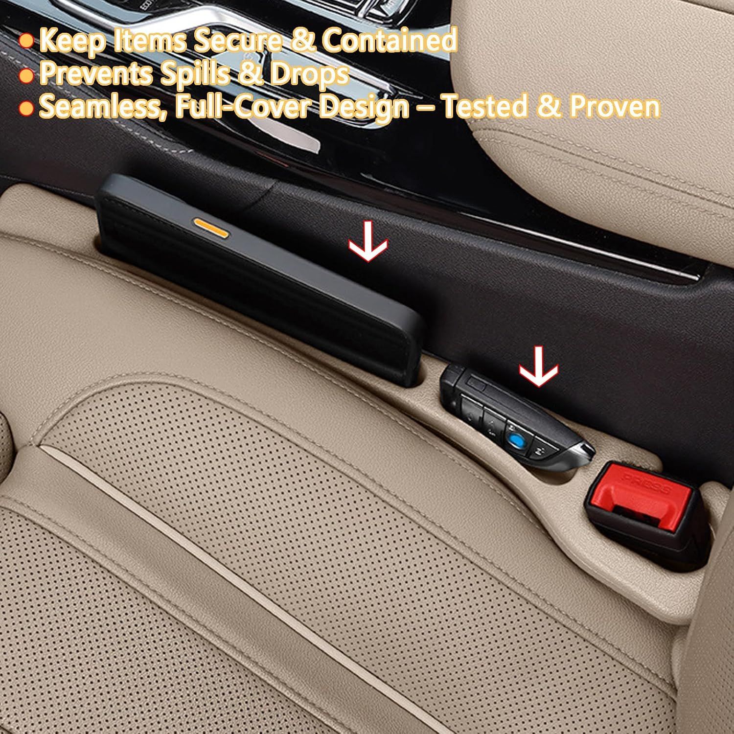 Car Seat Crevice Fill Organizer 2 pcs - No Drop Seat Guard view 3