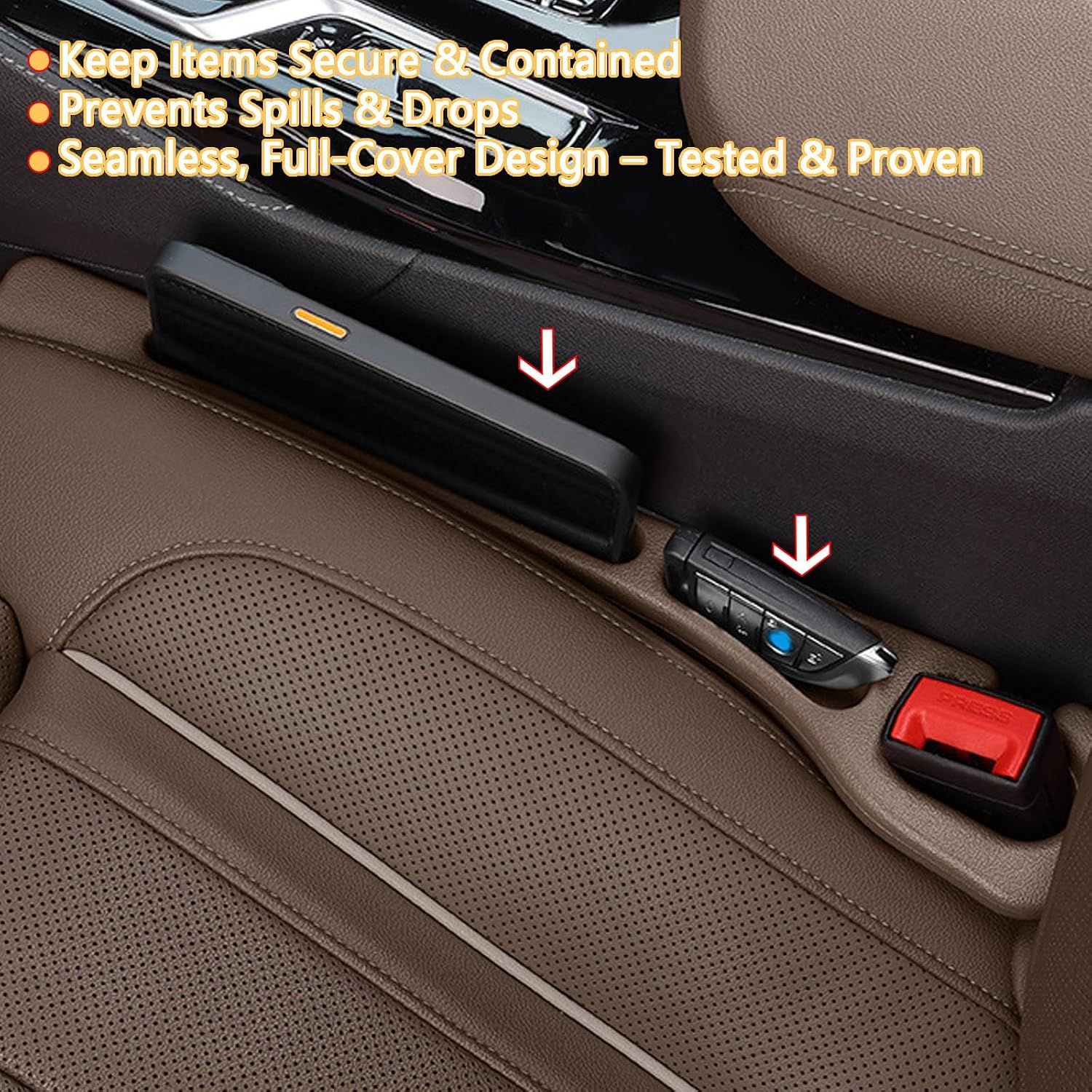 Car Seat Gap Fill Organizer 2 Pcs - No Drop Seat Guard view 3