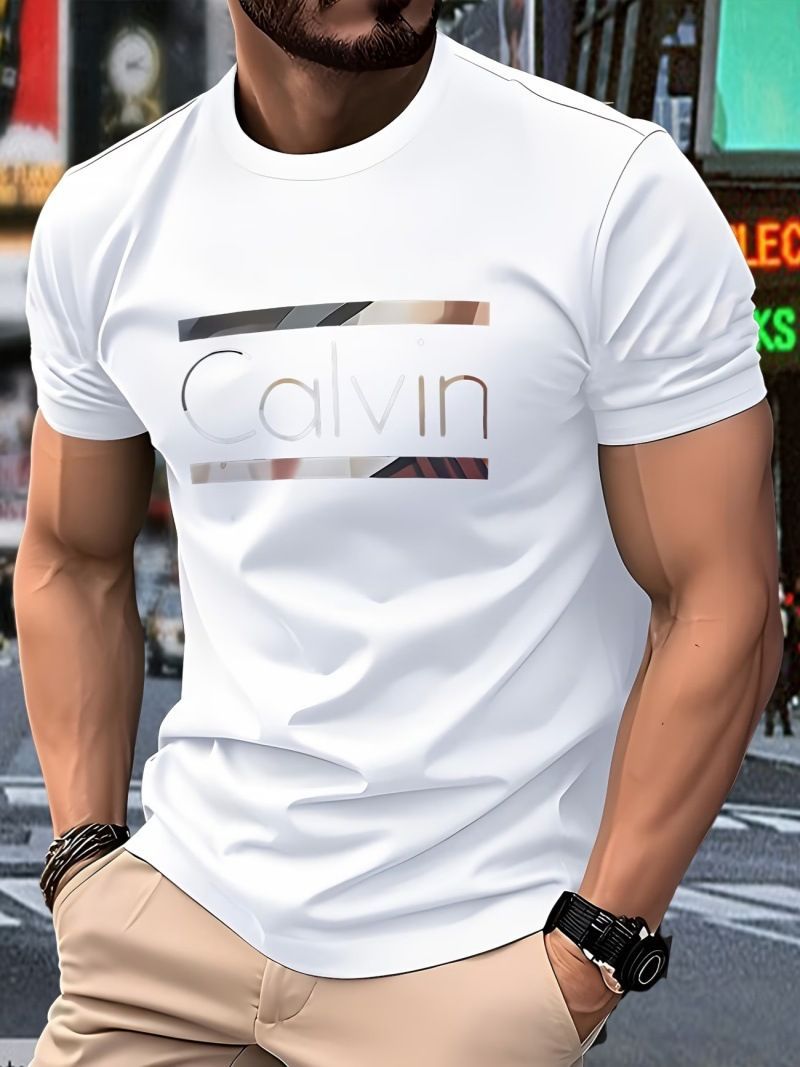 Men'S Casual T-Shirt Short Sleeve Tee Polyester Round Neck Lightweight view 5