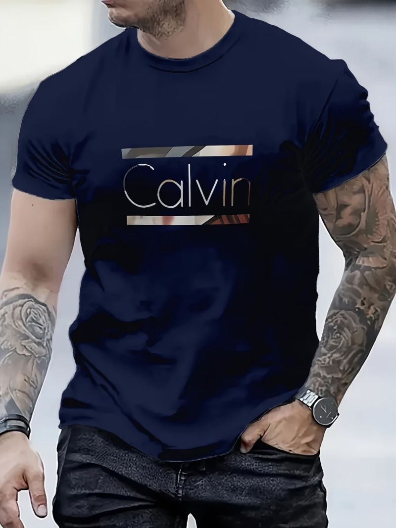 Men'S Casual T-Shirt Short Sleeve Tee Polyester Round Neck Lightweight view 4