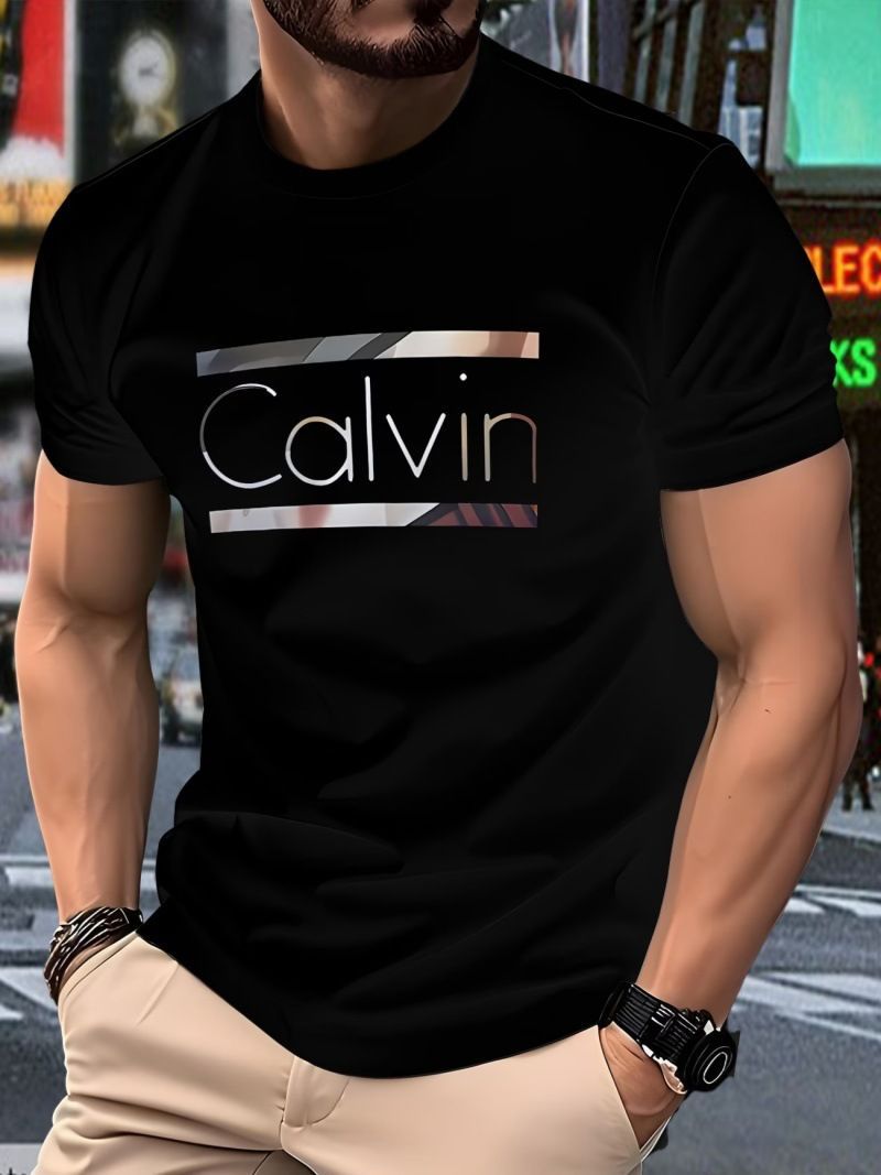 Men'S Casual T-Shirt Short Sleeve Tee Polyester Round Neck Lightweight view 6
