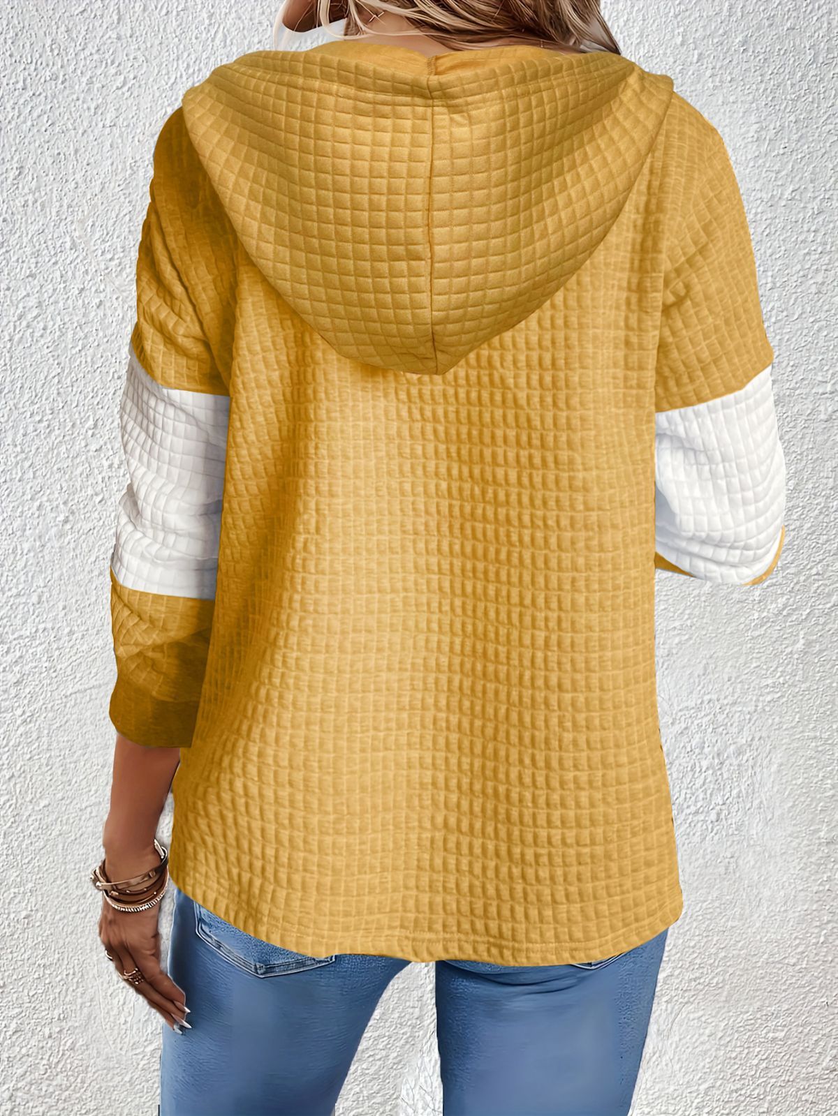 Women'S Hooded Jacket Two-Tone Jacket Drawstring Jacket Casual Jacket view 10