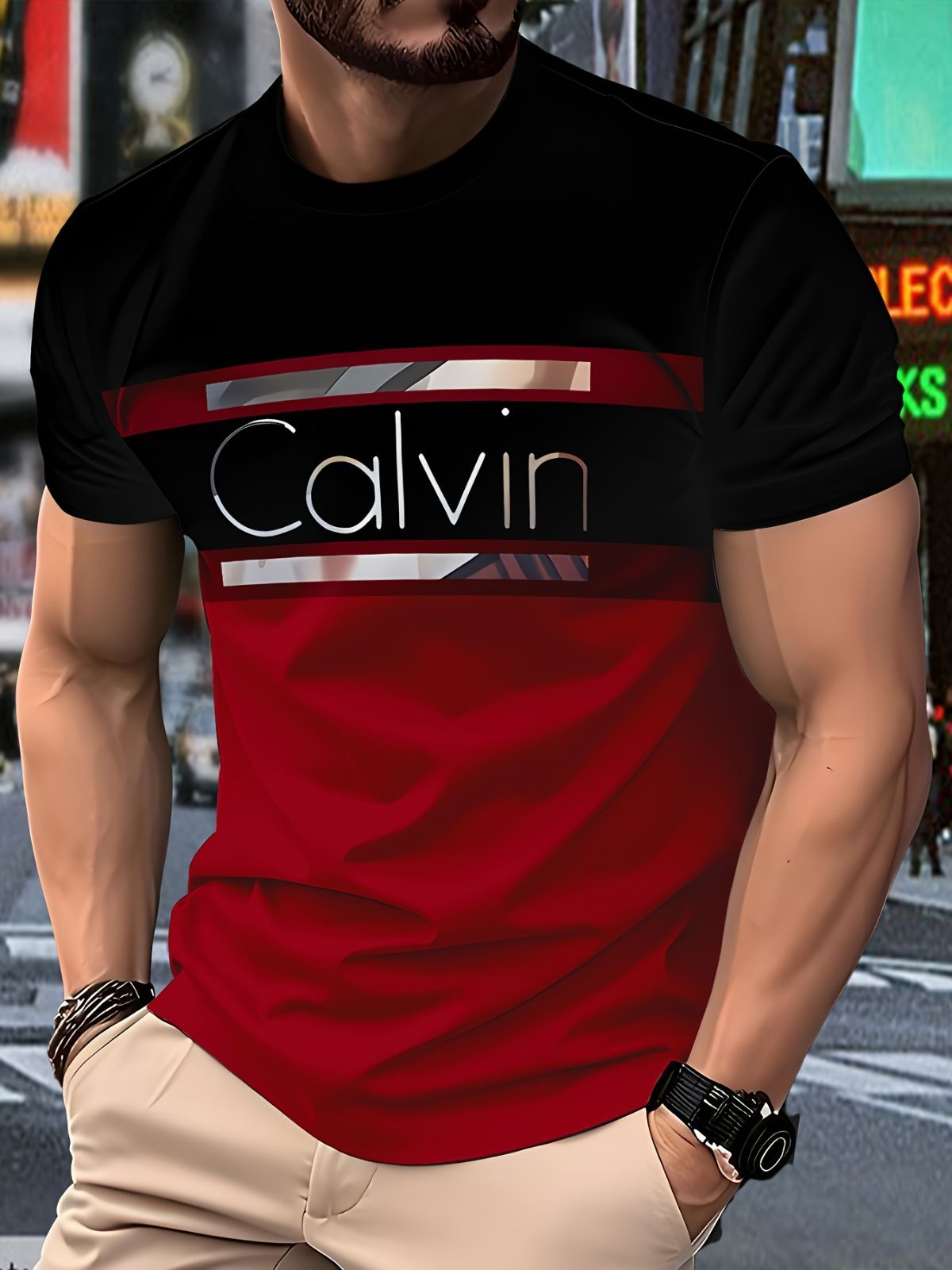 Men'S Casual T-Shirt Short Sleeve Tee Polyester Round Neck Lightweight