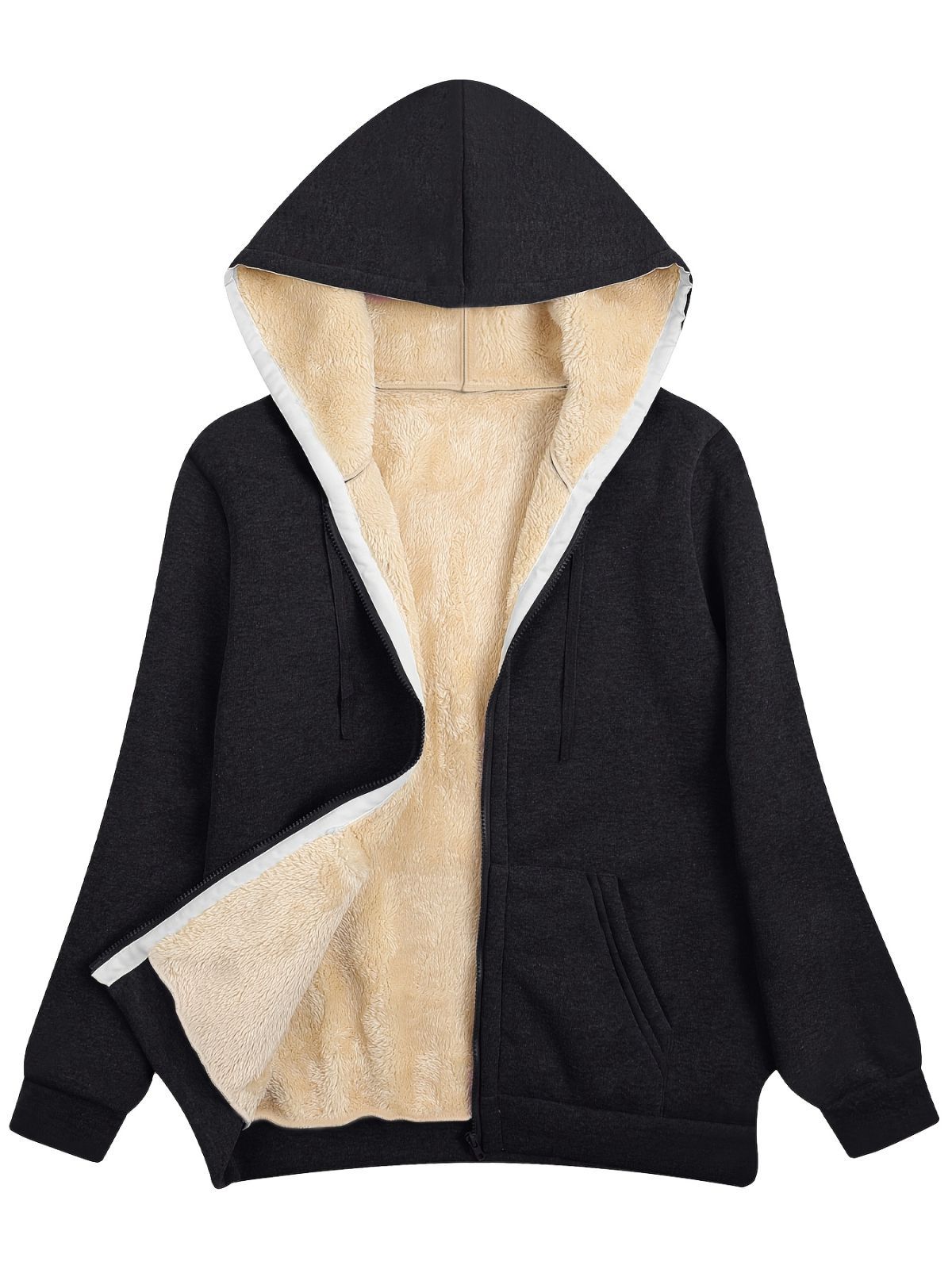 Fleece-Lined Hooded Jacket Women'S Winter Jacket Autumn Winter Coat Hooded view 3