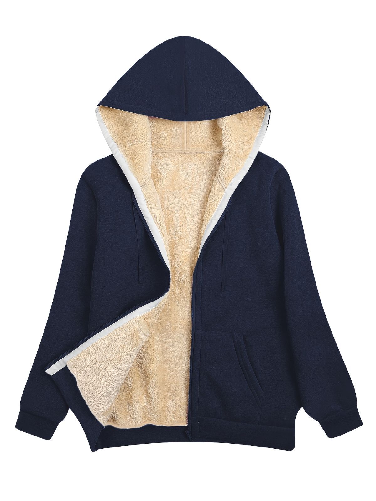 Fleece-Lined Hooded Jacket Women'S Winter Jacket Autumn Winter Coat Hooded view 7