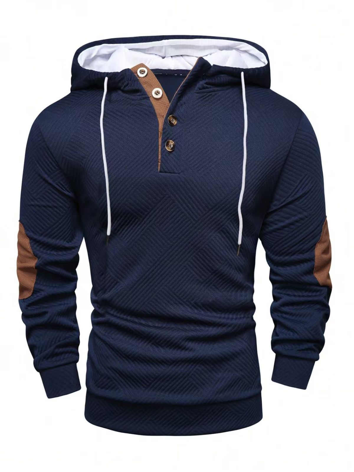 Men'S Casual Hoodie Color Block Sweatshirt Pullover Hoodie Australian - Coffee view 4