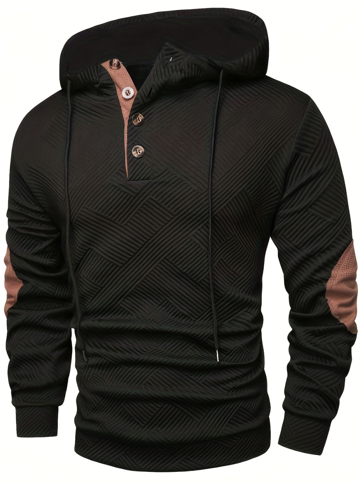 Men'S Casual Hoodie Color Block Sweatshirt Pullover Hoodie Australian - Khaki — image 1