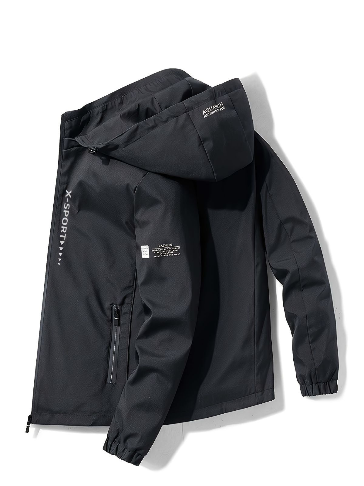 Men'S Hooded Jacket Outdoor Sport Jacket Lightweight Windbreaker Zip Pocket