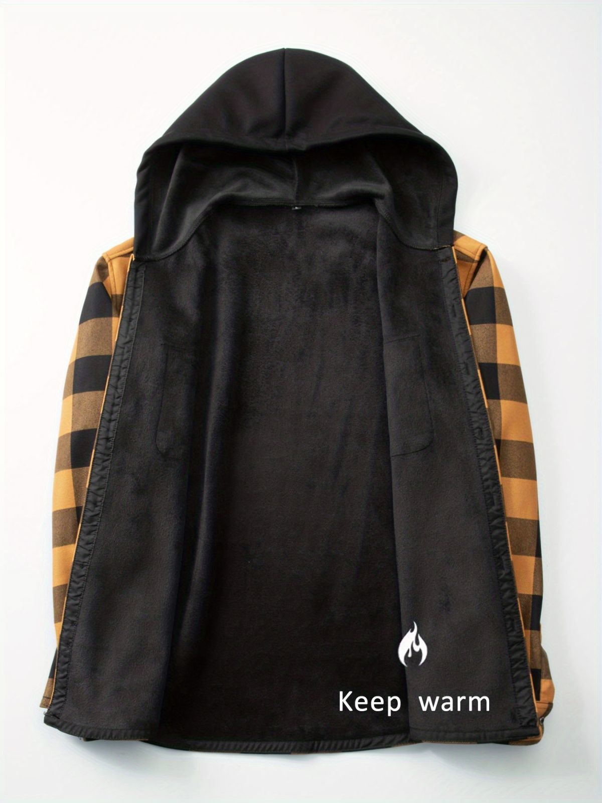 Plaid Hooded Jacket with Velvet Lining - Gray - Size XL(AU XL/EU52) view 6