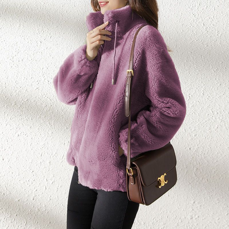 Women's Faux Fur Jacket | Trendy & Warm Coat - Khaki - Size S(AU S/EU46) view 11