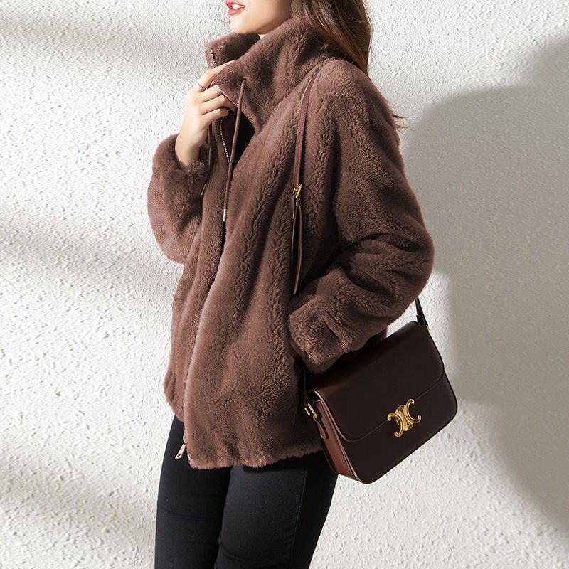 Women's Faux Fur Jacket | Trendy & Warm Coat - Purple - Size L(AU L/EU50) view 15