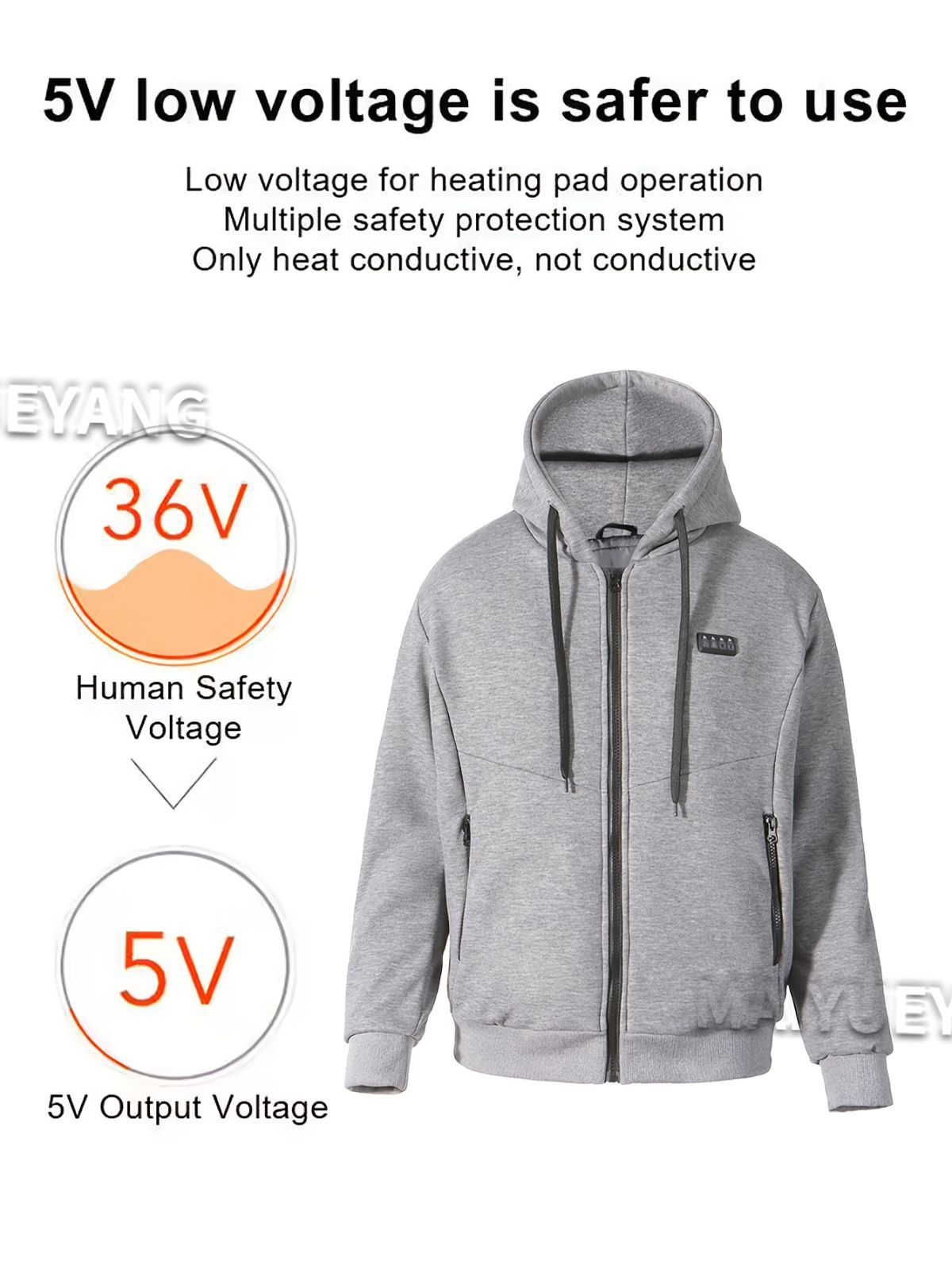 Heated Hoodie Electric Heating Hoodie Smart Heated Sweatshirt 23 Zone Heating view 9