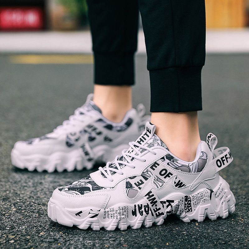 Women's Fashionable Graphic-Print Chunky Sneakers - Red - Size 7(AU7/EU38) view 8