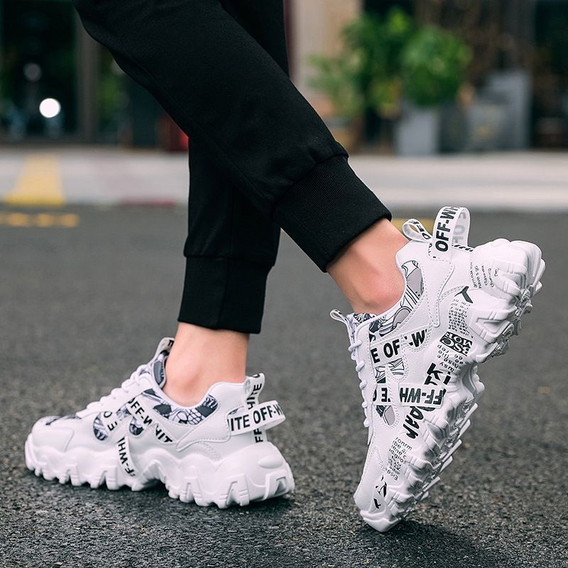 Women's Fashionable Graphic-Print Chunky Sneakers - White - Size 10(AU10/EU41) view 5