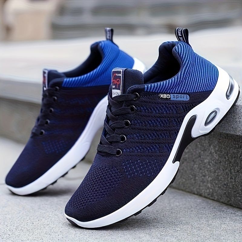 Men's Fashion Sneakers with Breathable Mesh and Cushioned Sole - Blue - Size view 7