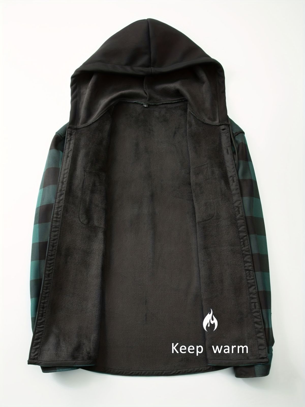 Plaid Hooded Jacket with Velvet Lining - Red - Size 3XL(AU 3XL/EU56) view 5