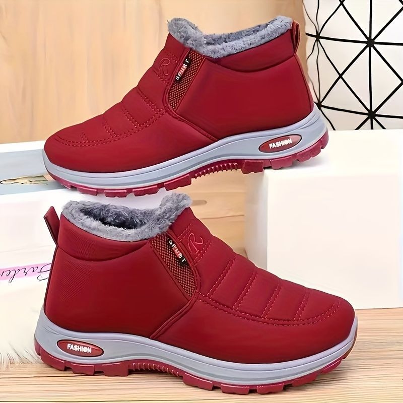 Unisex Furry-Lined Ankle Boots - Red - Size 9(AU9/EU40) view 4