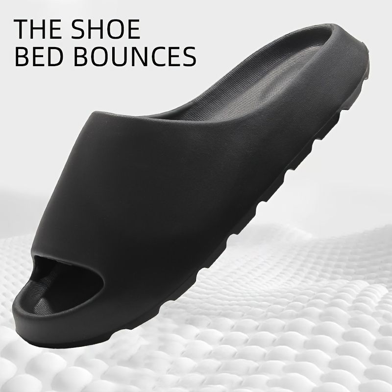 Unisex Soft Thick-Sole Slippers – 3.5cm Cushioned Comfort - Black - Size view 6