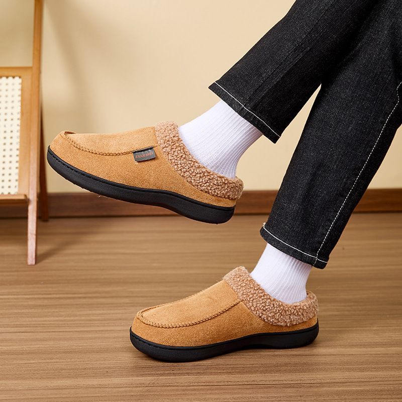 Men's Suede Slippers with Fleece Trim - Gray - Size 9(AU9/EU42) view 2