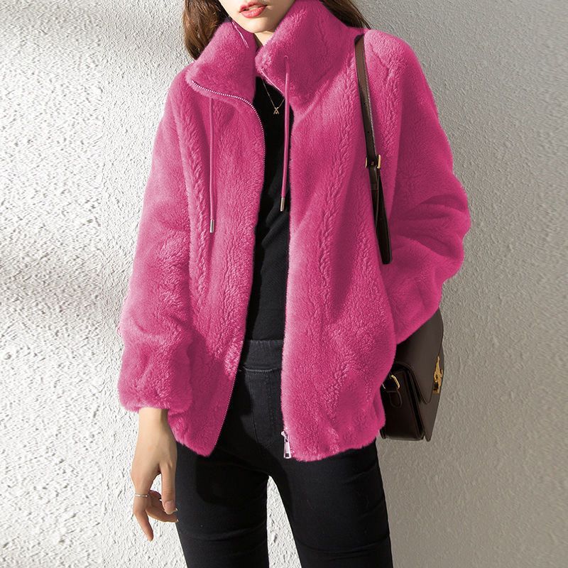 Women's Faux Fur Jacket | Trendy & Warm Coat - Gray - Size XL(AU XL/EU52) view 12
