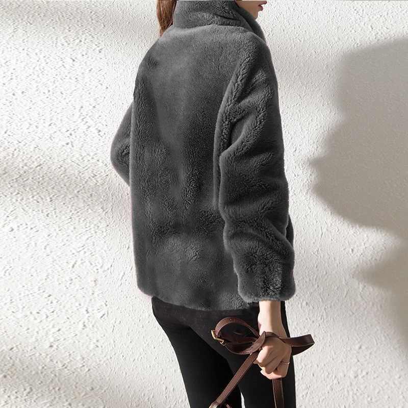Women's Faux Fur Jacket | Trendy & Warm Coat - Green - Size S(AU S/EU46) view 2