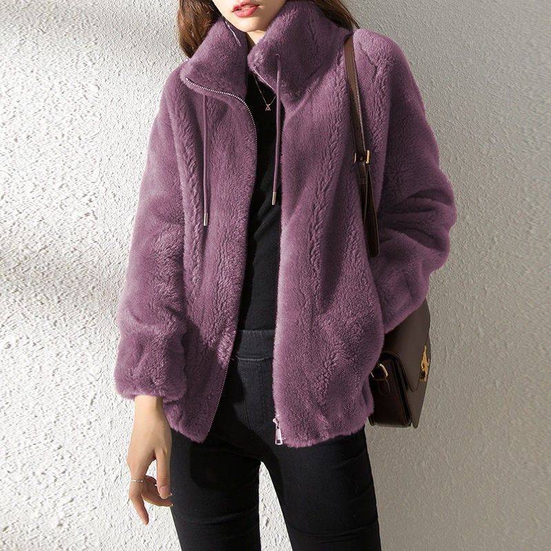 Women's Faux Fur Jacket | Trendy & Warm Coat - Khaki - Size S(AU S/EU46) — image 1
