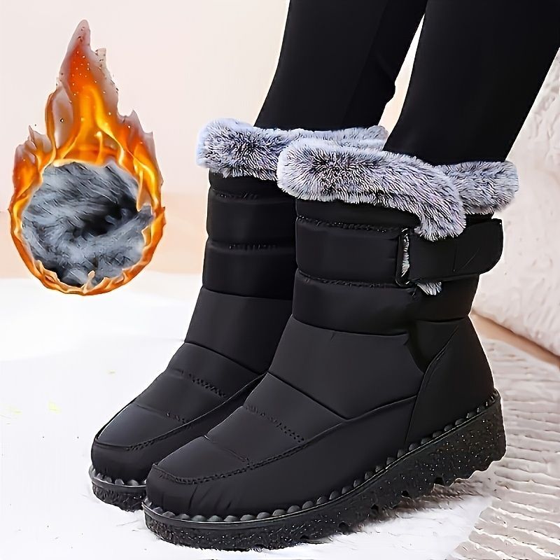 Women's Faux-Fur Trimmed Snow Boots - Red - Size 8(AU8/EU36) view 14