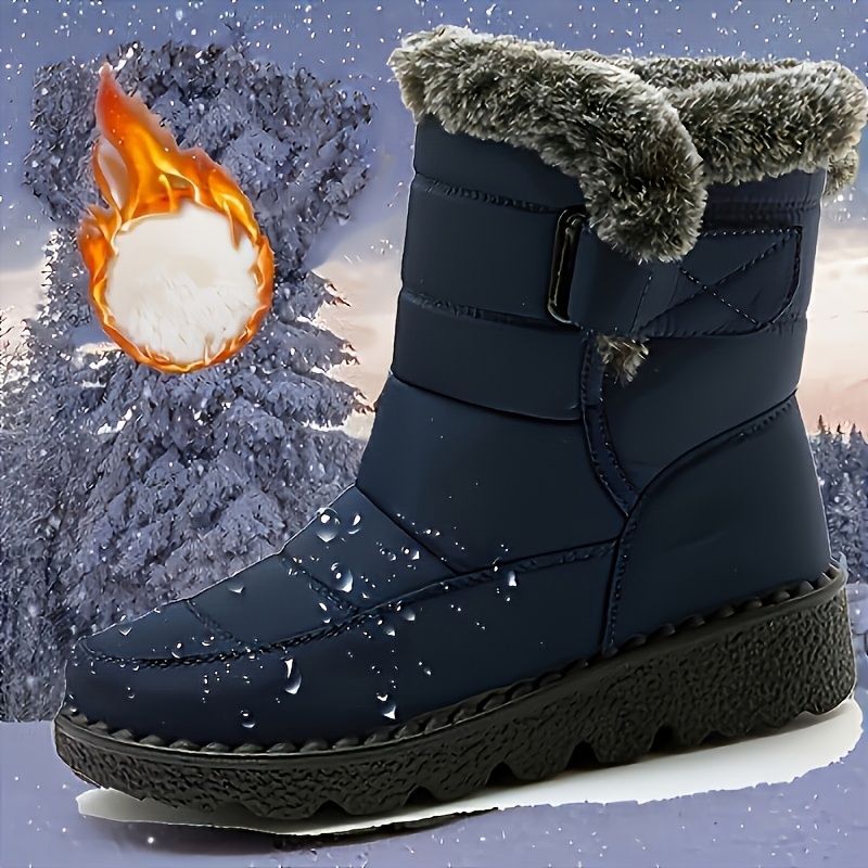 Women's Faux-Fur Trimmed Snow Boots - Red - Size 10(AU10/EU38) view 12