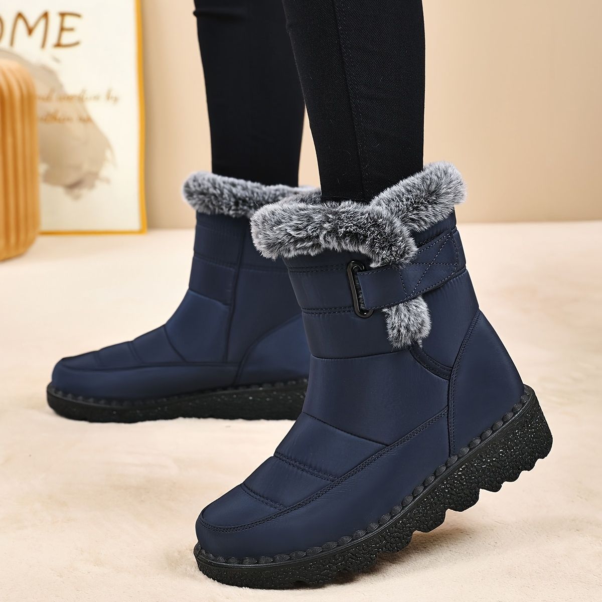 Women's Faux-Fur Trimmed Snow Boots - Coffee - Size 10(AU10/EU38) view 10