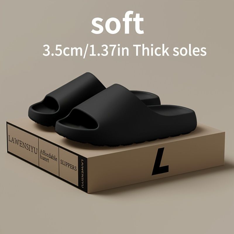 Unisex Soft Thick-Sole Slippers – 3.5cm Cushioned Comfort - Brown - Size view 9
