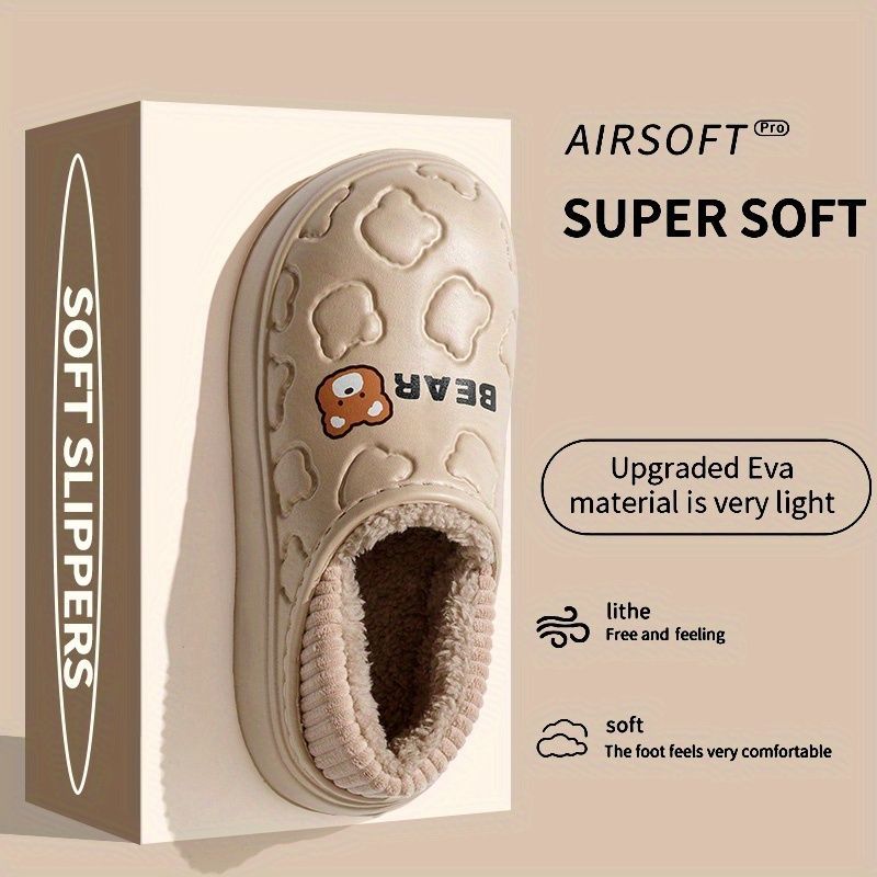 Women's Bear-Patterned Thick Sole Cotton Slippers - Pink - Size 9(AU9/EU40) view 8